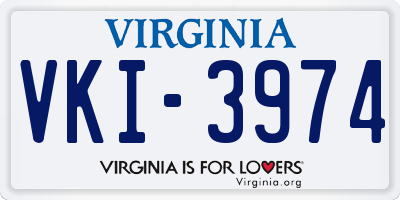 VA license plate VKI3974