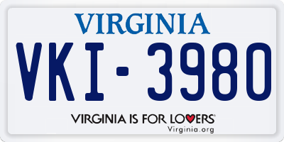 VA license plate VKI3980