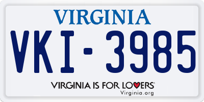 VA license plate VKI3985