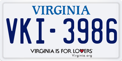 VA license plate VKI3986