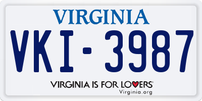 VA license plate VKI3987