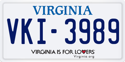 VA license plate VKI3989