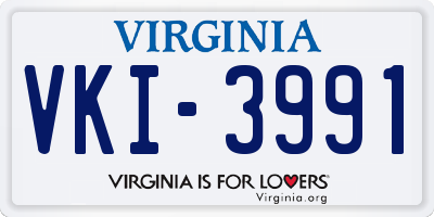 VA license plate VKI3991