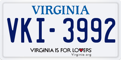VA license plate VKI3992