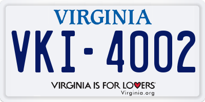 VA license plate VKI4002