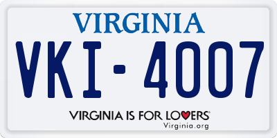 VA license plate VKI4007