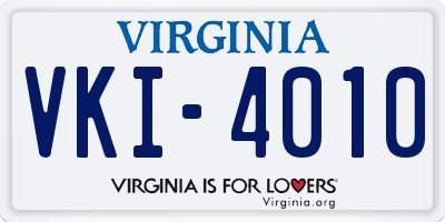 VA license plate VKI4010
