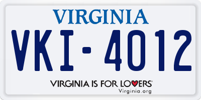 VA license plate VKI4012