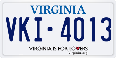 VA license plate VKI4013