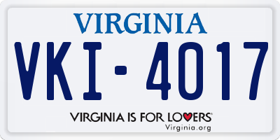 VA license plate VKI4017