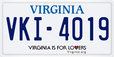 VA license plate VKI4019