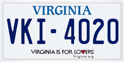 VA license plate VKI4020
