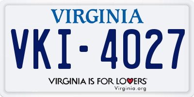 VA license plate VKI4027