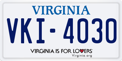 VA license plate VKI4030