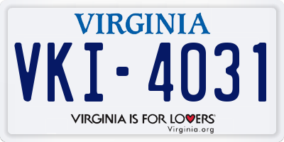 VA license plate VKI4031