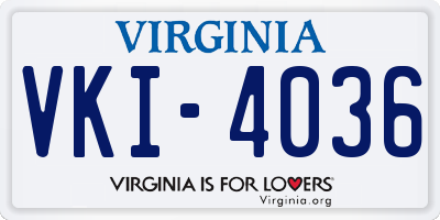 VA license plate VKI4036