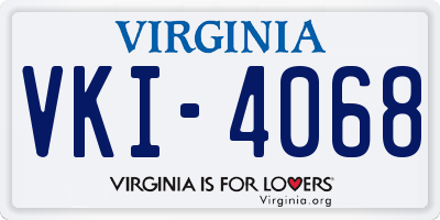 VA license plate VKI4068