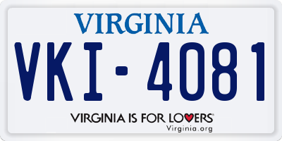 VA license plate VKI4081