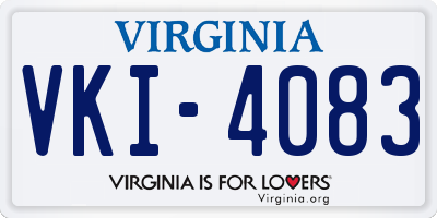VA license plate VKI4083