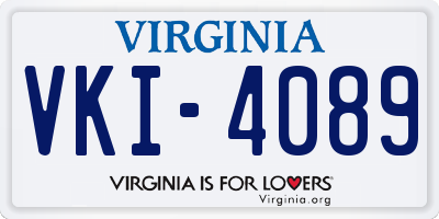 VA license plate VKI4089