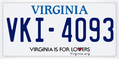 VA license plate VKI4093
