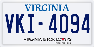 VA license plate VKI4094