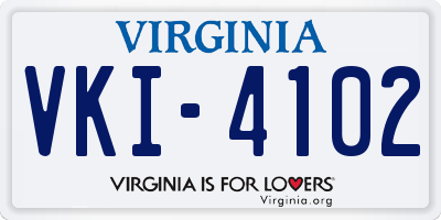 VA license plate VKI4102