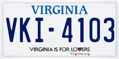 VA license plate VKI4103