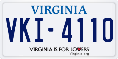 VA license plate VKI4110