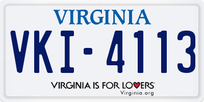 VA license plate VKI4113