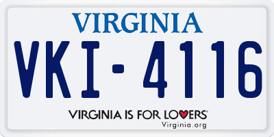 VA license plate VKI4116