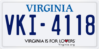 VA license plate VKI4118