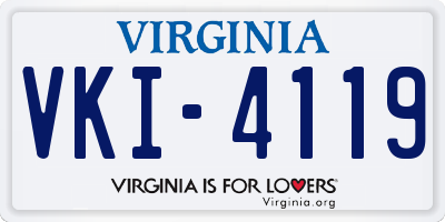 VA license plate VKI4119