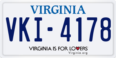 VA license plate VKI4178