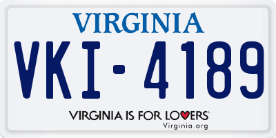 VA license plate VKI4189