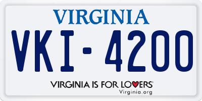 VA license plate VKI4200