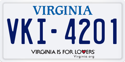 VA license plate VKI4201