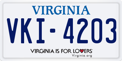 VA license plate VKI4203