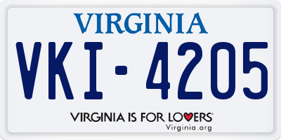 VA license plate VKI4205