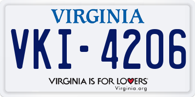VA license plate VKI4206