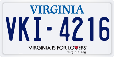 VA license plate VKI4216