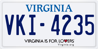 VA license plate VKI4235
