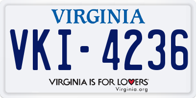 VA license plate VKI4236