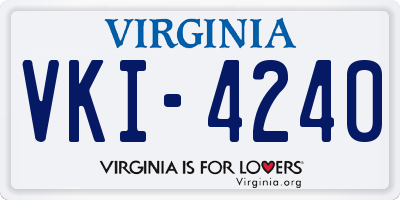 VA license plate VKI4240