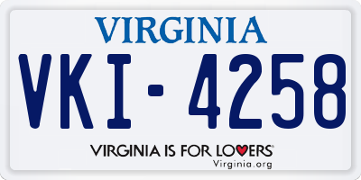 VA license plate VKI4258