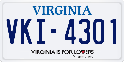 VA license plate VKI4301