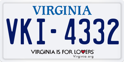 VA license plate VKI4332