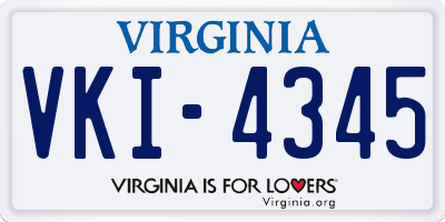 VA license plate VKI4345