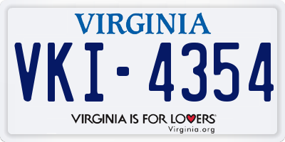 VA license plate VKI4354