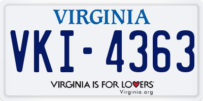 VA license plate VKI4363